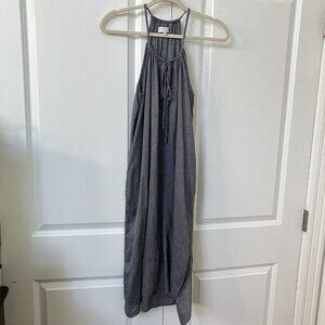 Community with‎ Linen Blue Halter  Neck Midi Dress Womens XXS Lagenlook Boho